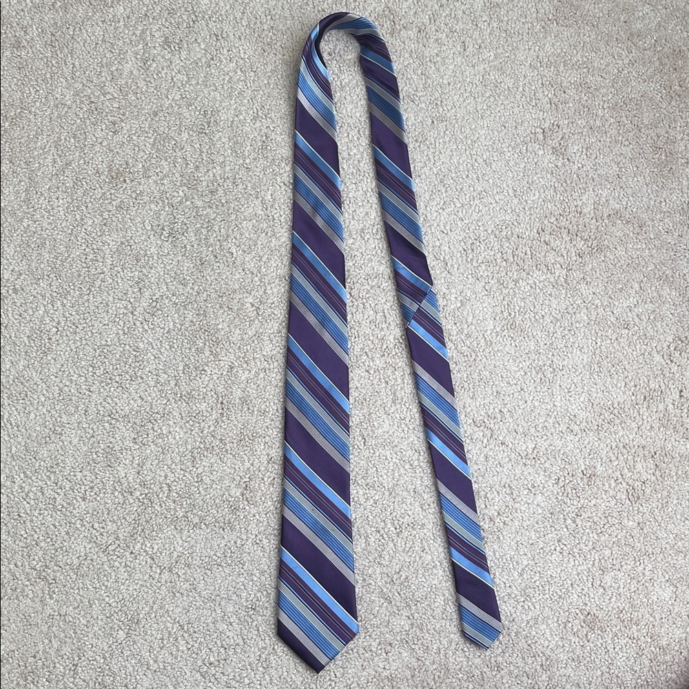 Michael Kors Diagonal Striped Tie in Purple and Blue
